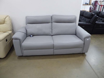 Lot 5046 - Grey leather effect 2 seater reclining sofa