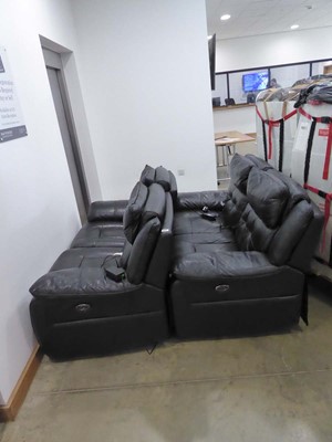 Lot 5047 - Pair of black leather effect 2 seater sofas