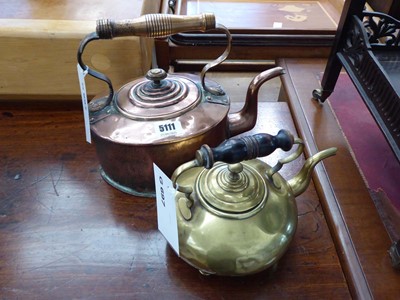 Lot 5111 - 2 copper and brass kettles