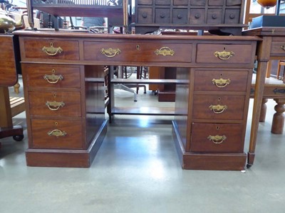 Lot 5114 - Late Victorian twin pedestal desk with red...