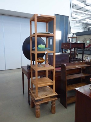 Lot 5119 - Small Jali side table and 5 tier pine stand