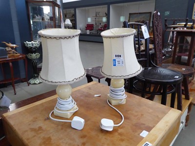 Lot 5124 - Pair of onyx table lamps