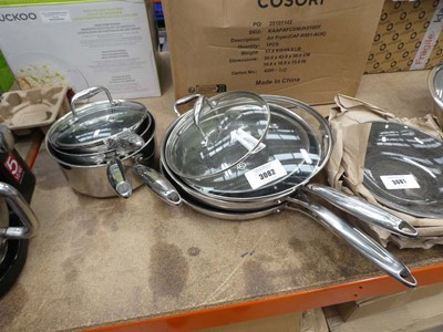 Lot 3082 - Loose pro steel cooking pans and pots