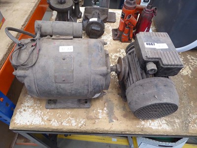 Lot 4667 - 2 assorted motors to include a Brook Motors...