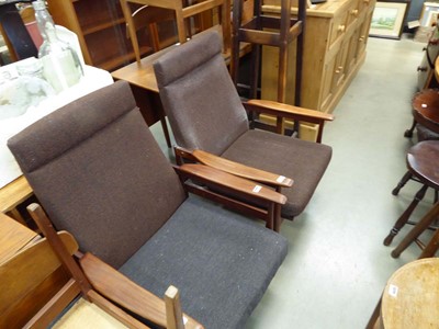 Lot 5201 - Pair of teak Guy Rogers mid century armchairs
