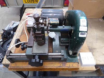Lot 4681 - Vintage key cutting machine with Hoover mark...