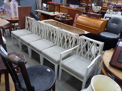 Lot 5136 - 10 cream painted upholstered dining chairs