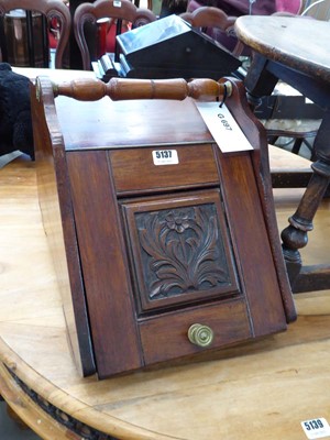 Lot 5137 - Edwardian coal scuttle with carved panel