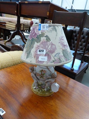 Lot 5217 - Table lamp with cherubs to column