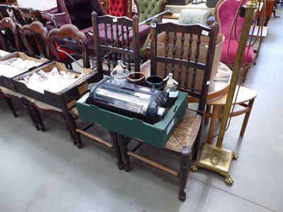 Lot 5170 - Pair of rush seated pad footed oak chairs