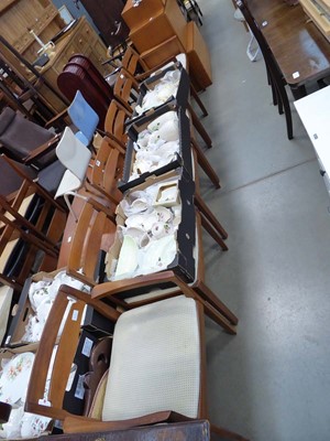 Lot 5223 - 6 upholstered teak dining chairs including 2...