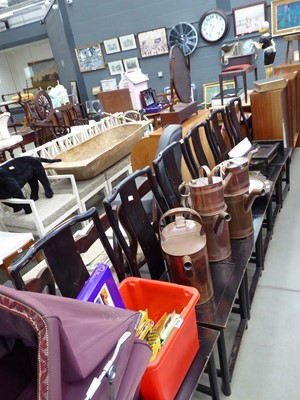 Lot 5177 - 6 Chinese inspired black painted dining chairs
