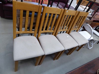 Lot 5229 - (10) 4 upholstered oak dining chairs