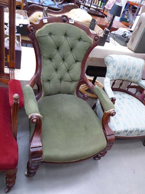 Lot 5189 - Carved Edwardian and upholstered armchair