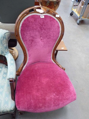 Lot 5191 - Spoon back nursing chair in pink fabric