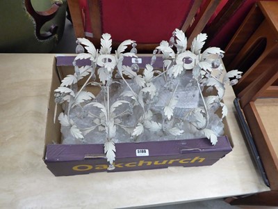 Lot 5199 - Pair of leaf patterned metal ceiling lights