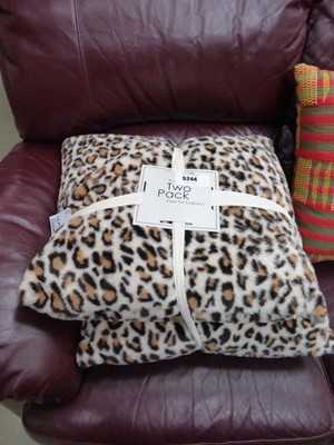 Lot 5244 - Pair of faux leopard print cushions plus 2...