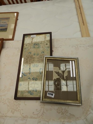 Lot 5248 - 2 framed and glazed embroidered panels