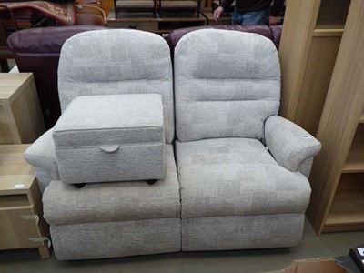 Lot 5262 - Oatmeal fabric 2 seater sofa plus a footstool