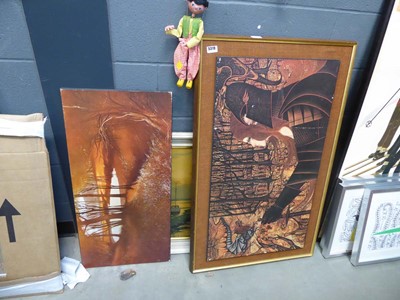 Lot 5319 - 2 1970s wall hangings with dragons and...