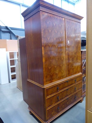 Lot 5327 - Reproduction walnut double door wardrobe with...