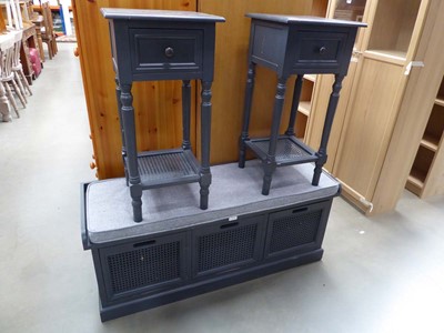 Lot 5265 - Upholstered seat with shoe drawers under plus...
