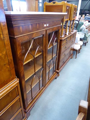 Lot 5328 - Reproduction walnut double door bookcase