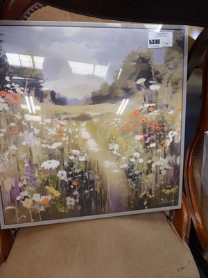 Lot 5330 - Modern print on canvas, poppies and meadow