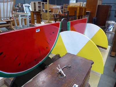 Lot 5343 - 4 painted watermelon and lemon slices