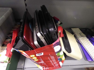 Lot 2173 - Box of various laptops, speakers etc together...