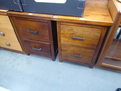 Lot 5269 - Pair of dark wood 2 drawer bedside cabinets