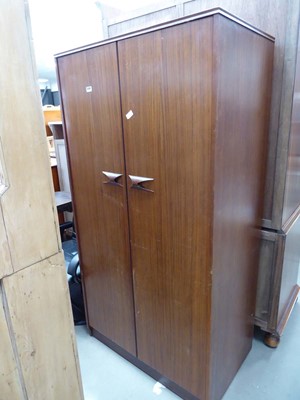 Lot 5348 - Dark teak double door wardrobe