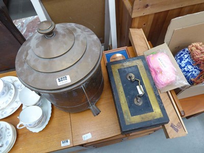 Lot 5272 - Petty cash box plus a copper coal scuttle
