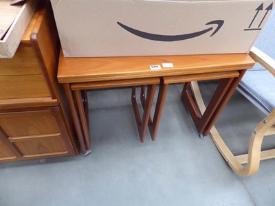 Lot 5274 - Teak table with 2 nesting under