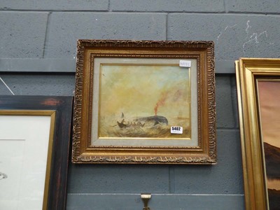 Lot 5402 - Framed and glazed painting of a whaling scene