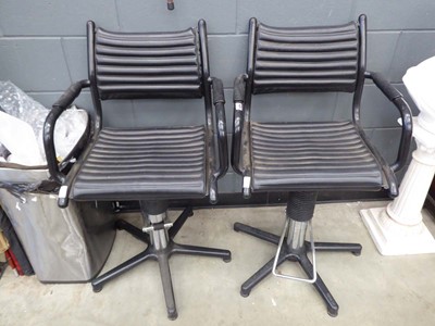 Lot 5404 - Pair of swivel barber's chairs