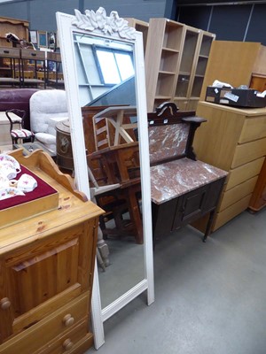 Lot 5289 - Cream painted cheval mirror