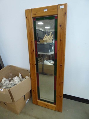 Lot 5411 - Narrow rectangular mirror in pine frame