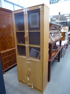 Lot 5294 - Glazed double door bookcase with cupboard under