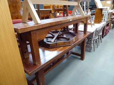Lot 5296 - Oak dining table plus 4 chairs and a bench