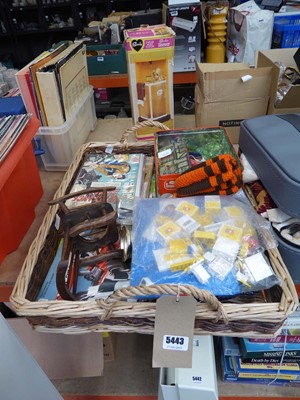Lot 5443 - Wicker basket with children's comics,...
