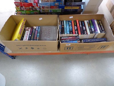 Lot 5458 - Two boxes containing paperback novels