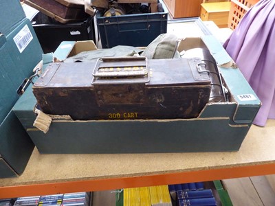 Lot 5461 - Box containing military webbing and ammunition...
