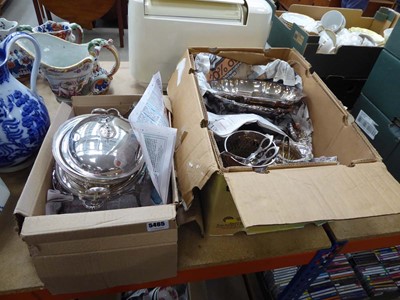 Lot 5465 - Two boxes containing silver plate to include...