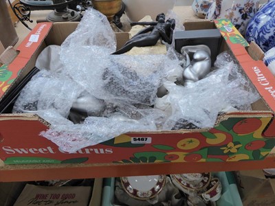 Lot 5467 - Box containing resin figures to include cranes,...
