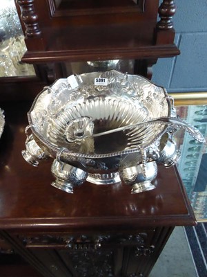 Lot 5391 - Silver plated punch bowl with 8 cups and ladle