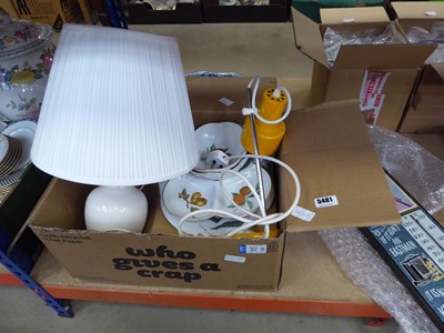 Lot 5481 - Box containing table lamps and Evesham...