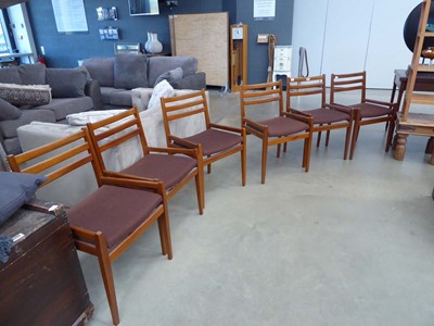 Lot 5396 - 6 upholstered teak dining chairs