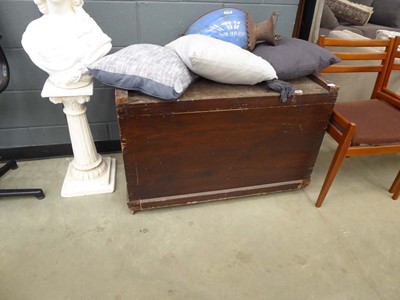 Lot 5399 - Dark wood blanket box and 3 scatter cushions