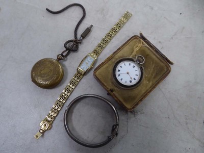 Lot 2280 - Silver bracelet, 2 Fob watches and a Citizen...